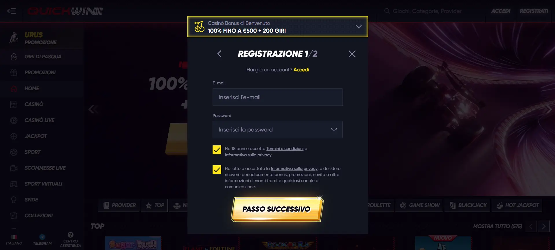 Registrazione QuickWin